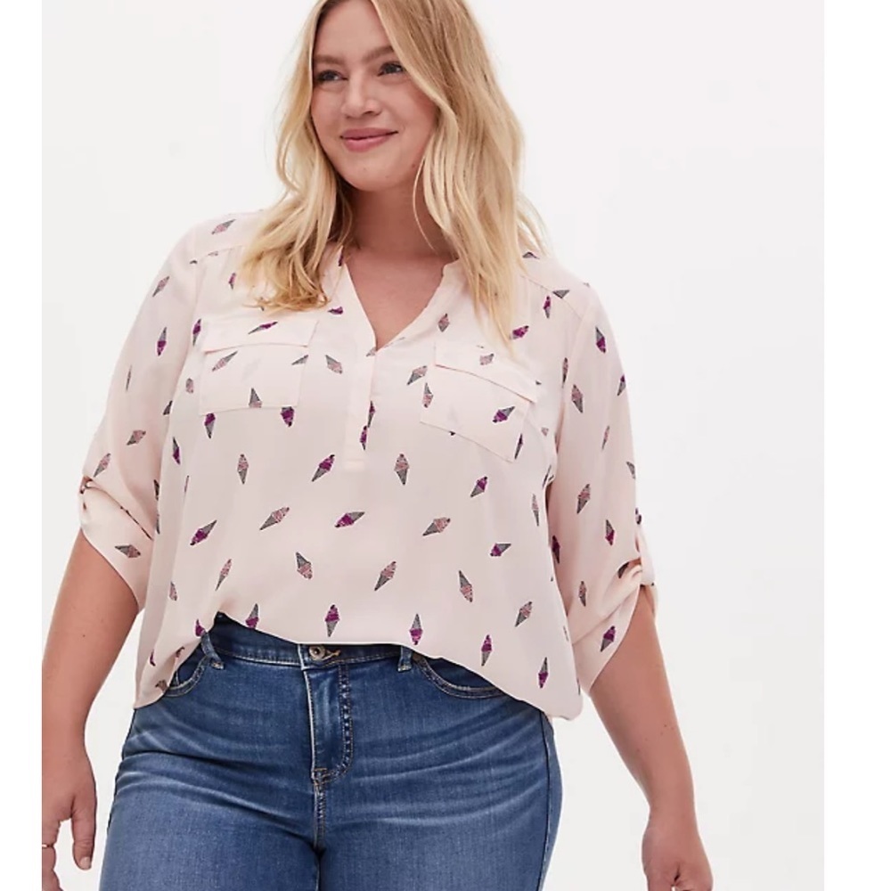 Torrid Pink Ice Cream Cone Print Blouse